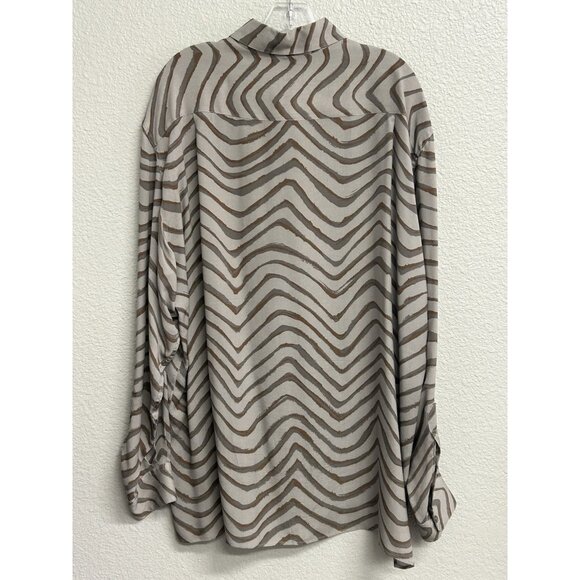 DaVinci Shirt Long Sleeve Rockabilly Gray Brown Print Men’s Vintage - Picture 8 of 9